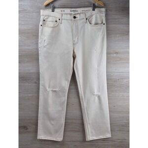 Goodfellow & Co Straight Jeans Mens 38x30 Cream NWT Coolmax Distressed Off-White